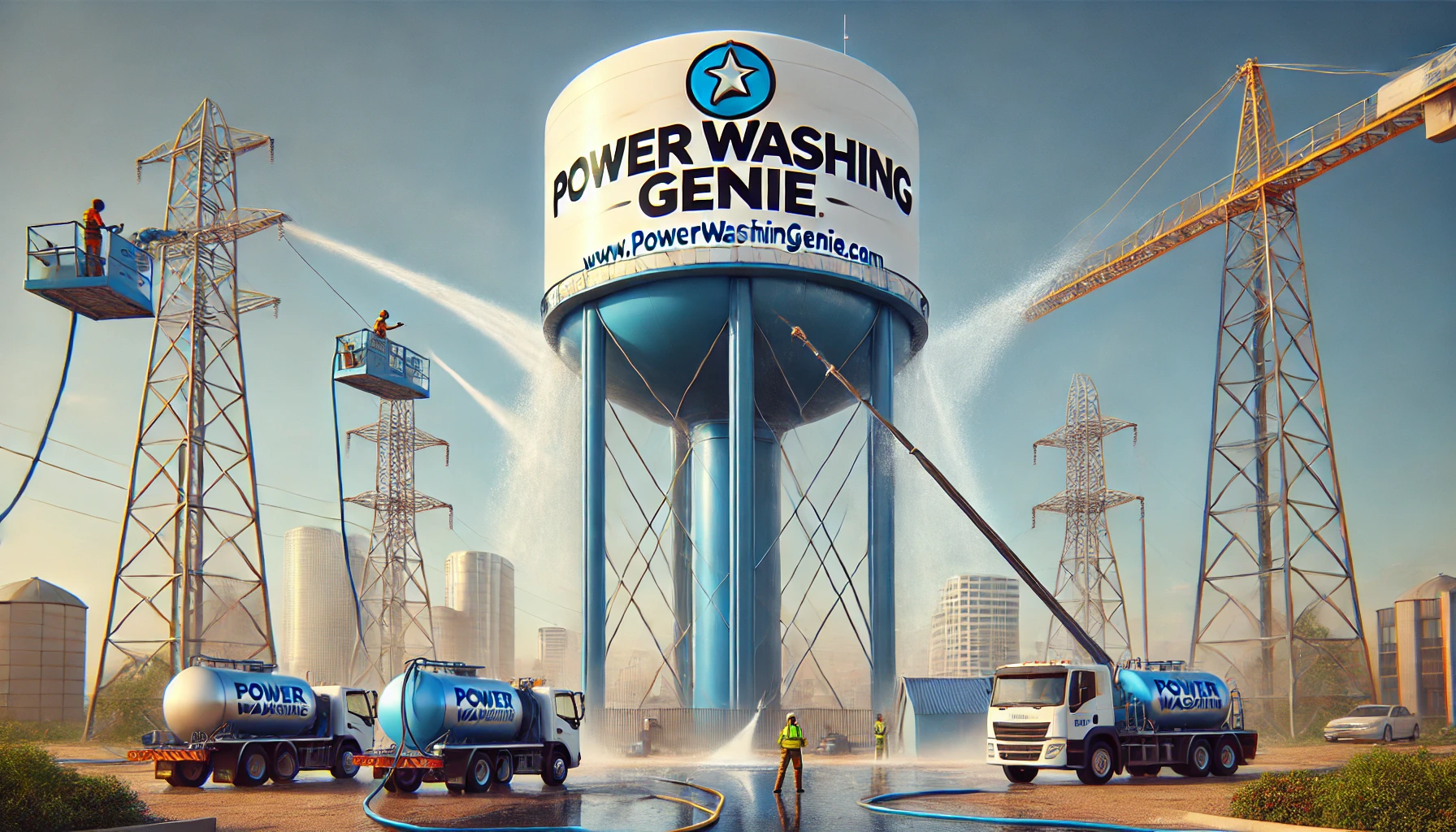 power washing water tower